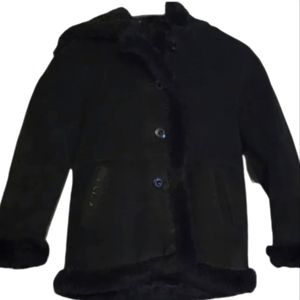 Wilson Leather Hooded Leather Winter Coat Jacket Faux Fur Trim Quilt Lining